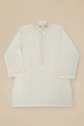 Creamy White Lace Collar Kurta
