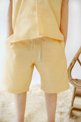 Pale Peach Chambray Shorts