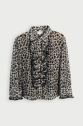 Leopard Print Ruffled Blouse with Camisole
