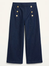 Navy Blue Wide Leg Denim Pants