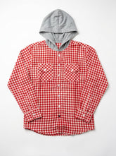 Red Checkered Hoodie Flannel Shirt