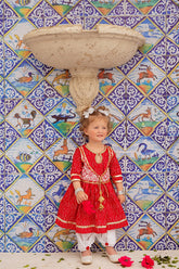 Red & White Chunri Rajastani Suit 3 Pcs