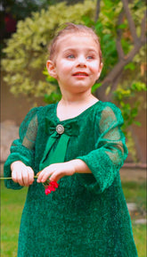 Princess Anna Green Shimmery Brooch Dress