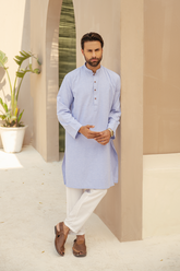 Sky Blue Jacquard Kurta (1 Piece)