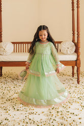 Zinnia Mint & Peach Lengha Set 4 PC