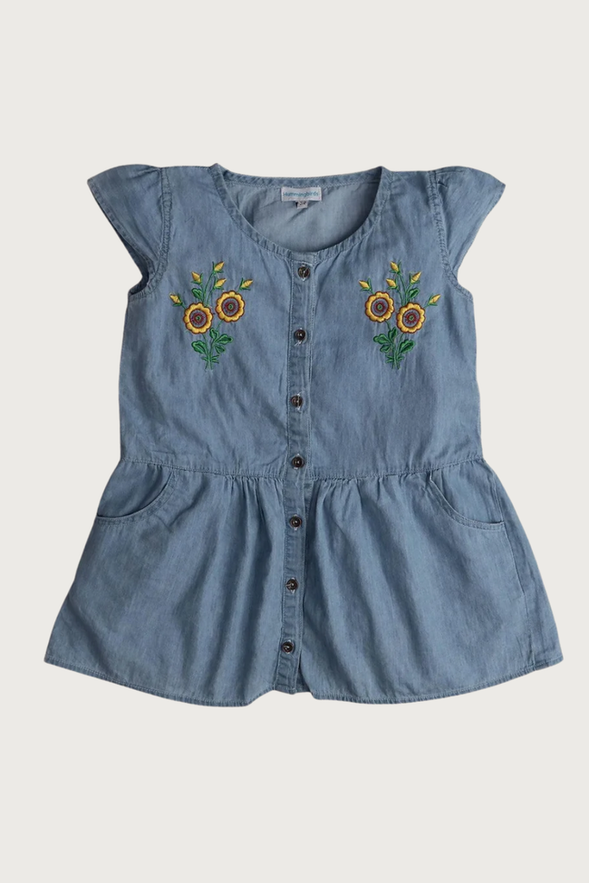 Embroidered Denim Top Hover Image