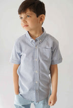 Ice Blue & White Striped Shirt
