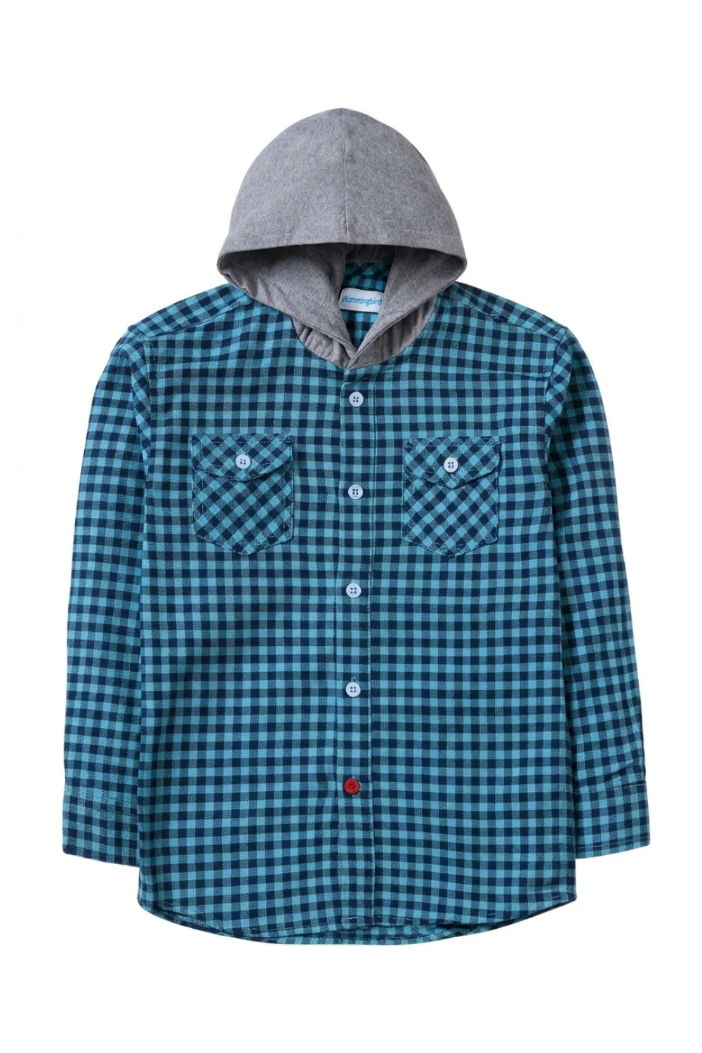 Blue Checkered Hoodie Flannel Shirt