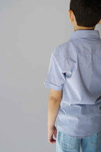 Ice Blue & White Striped Shirt
