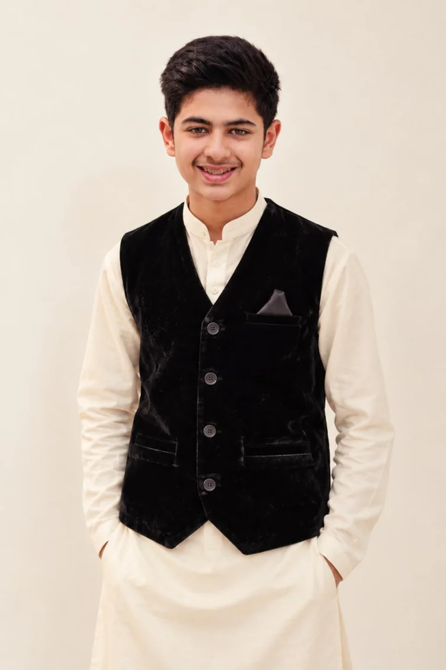 Black Velvet Waistcoat Hover Image