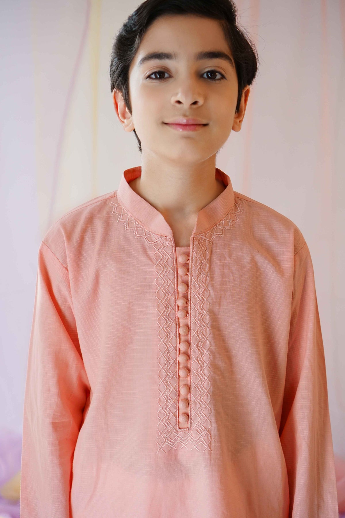 Peach Embroidered Kurta