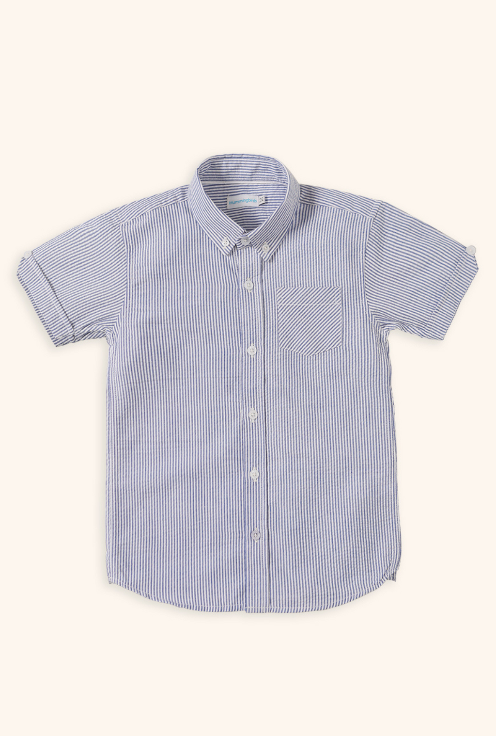 Ice Blue & White Striped Shirt