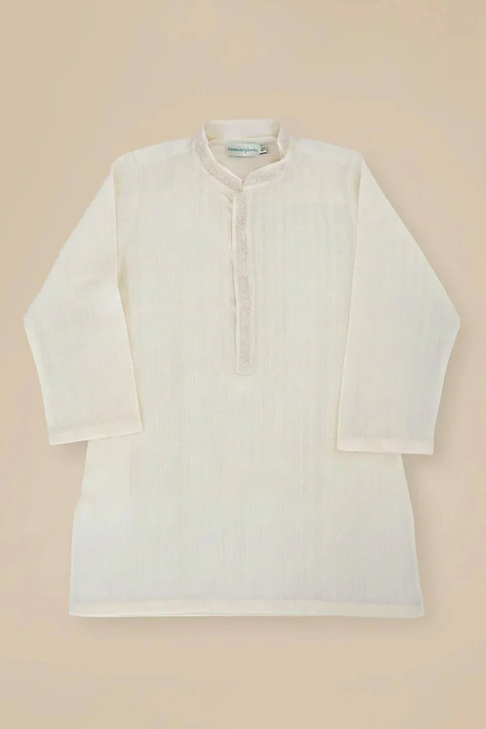 Creamy White Lace Collar Kurta