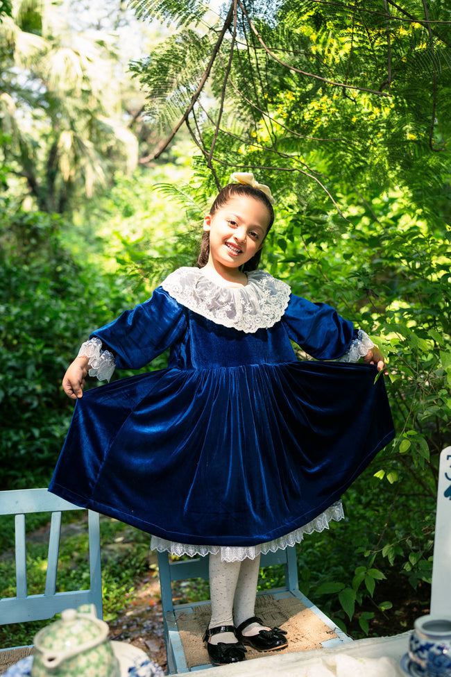 Alice in Wonderland Blue Velvet Dress Main Image