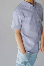Ice Blue & White Striped Shirt