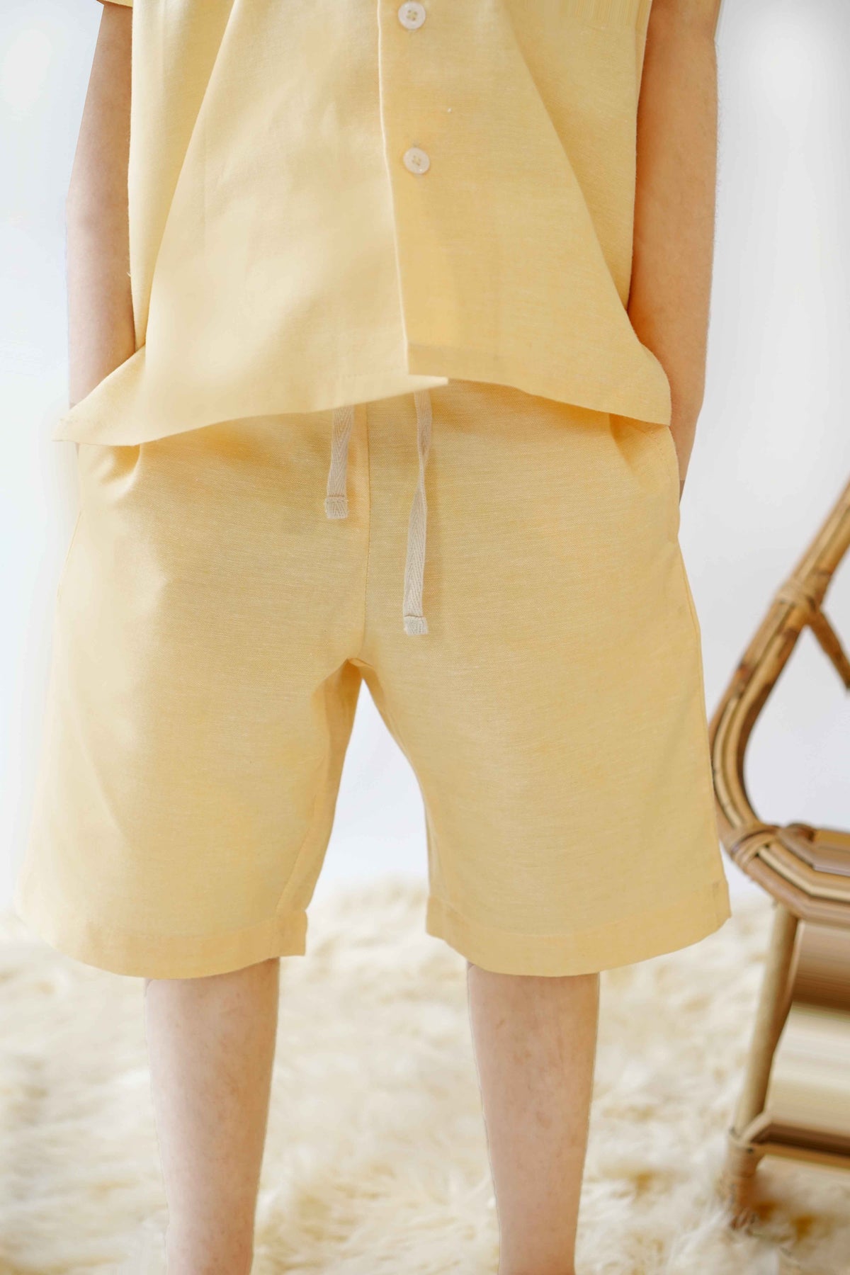 Pale Peach Chambray Shorts