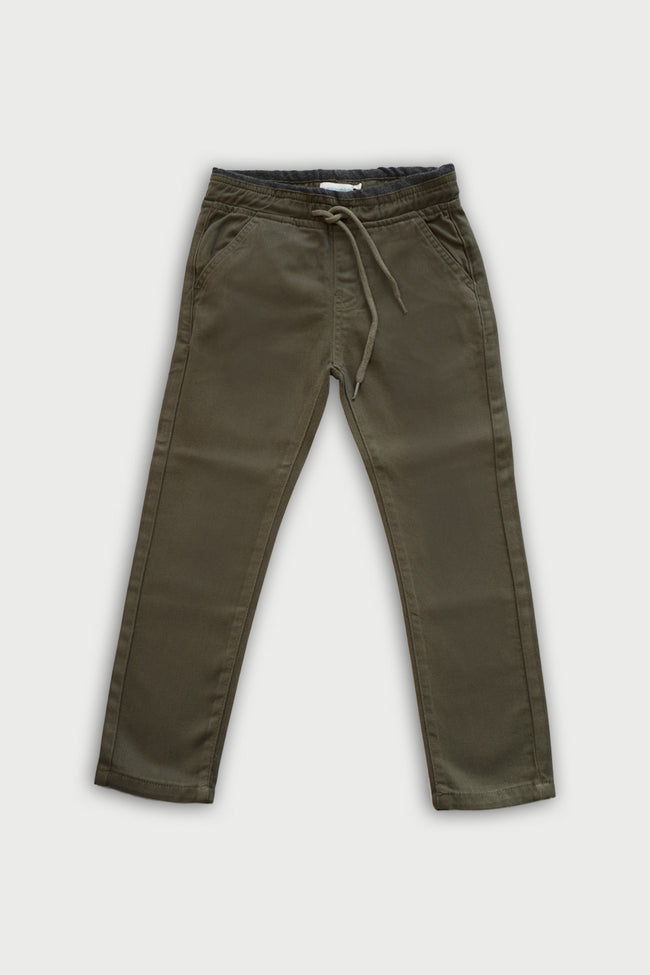 Moss Green pull up chinos Hover Image