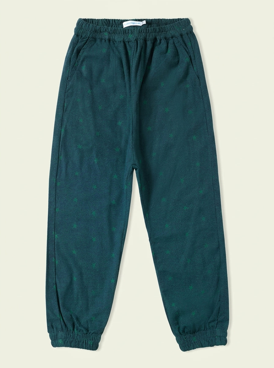 Star Print Green Quilted Pants