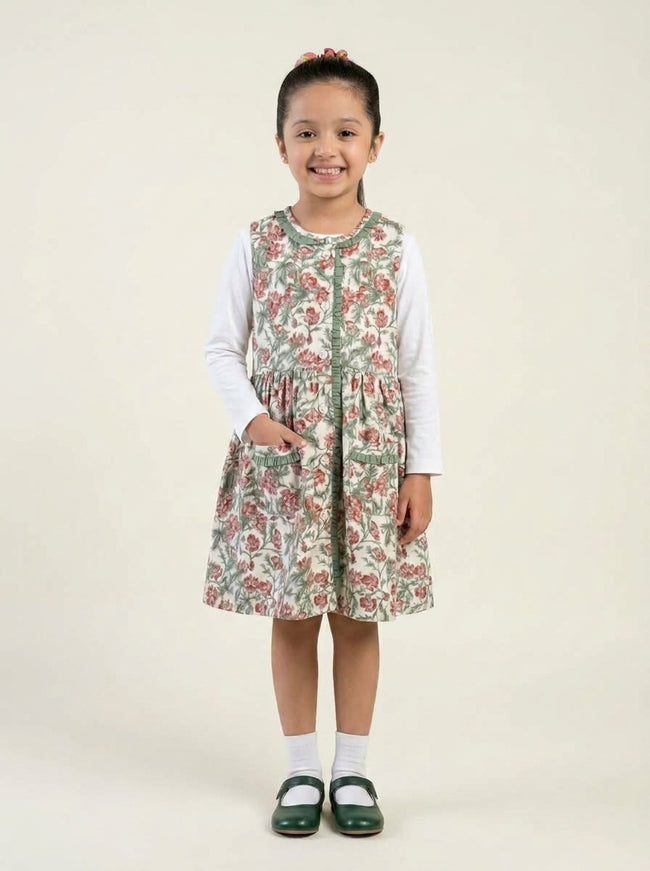 Thumbelina's Floral Print Corduroy Dress Main Image