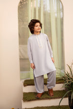 Silver Grey Embroidered Boski Suit