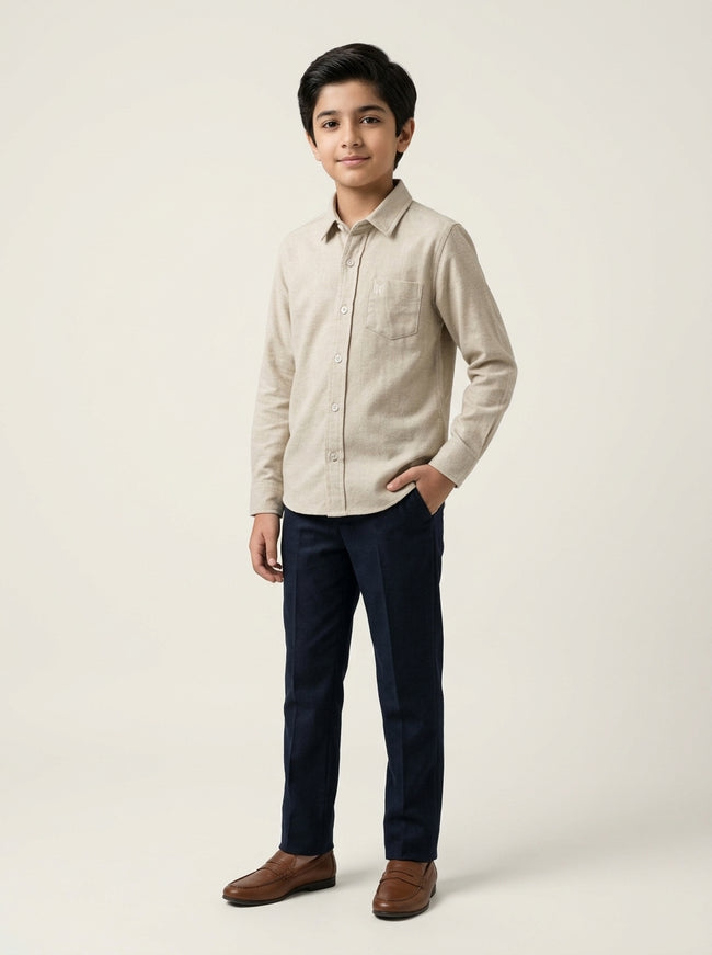 Beige Formal Woollen Shirt Main Image