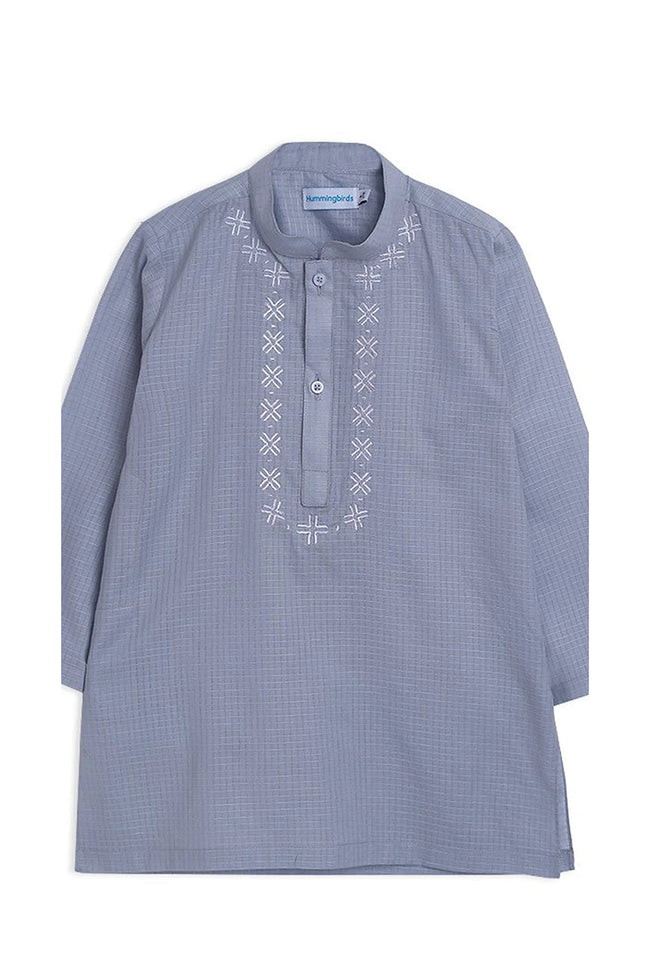 Light Grey Embroidered Kurta Hover Image