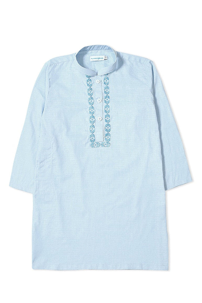 Pastel Blue Embroidered Kurta Hover Image