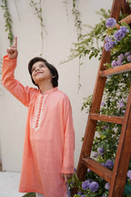 Rosy Apricot  Embroidered Kurta