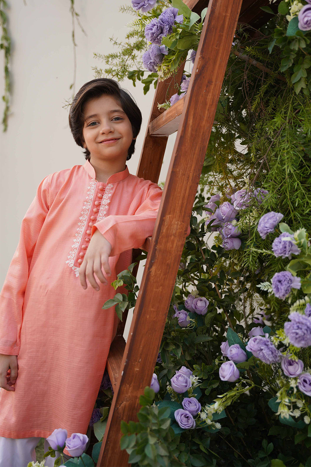 Rosy Apricot  Embroidered Kurta