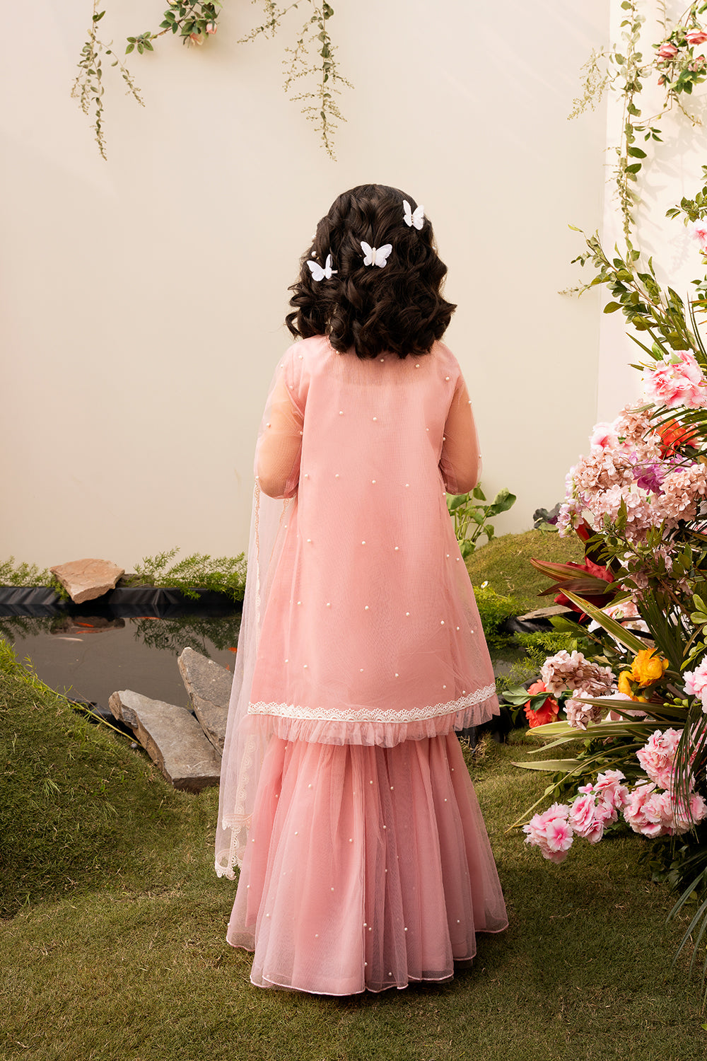 Pink Rose & Pearl - Gharara Set (4 Piece Set)