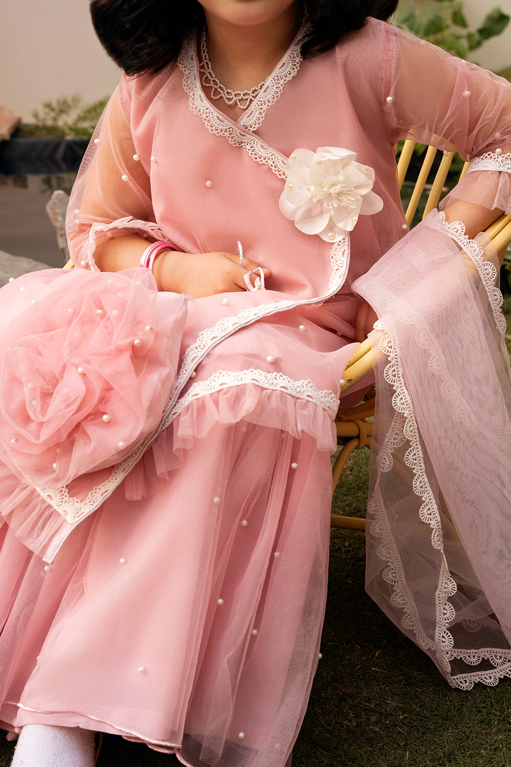 Pink Rose & Pearl - Gharara Set (4 Piece Set)