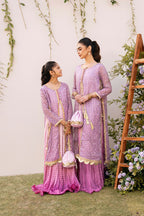 Magenta & Lilac Orchid ~ Embroidered Silk Dress( 2 Piece)