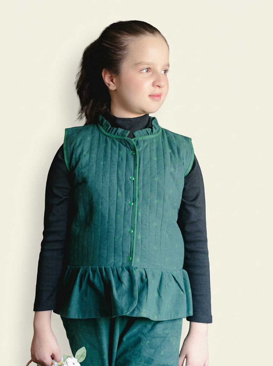 Star Print Green Quilted Set