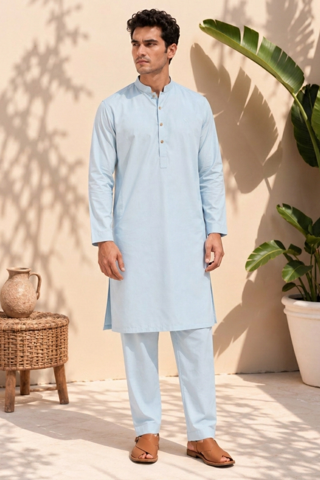 Aab-e-Sahar – Pastel Blue Eastern Suit (2 Piece) Hover Image
