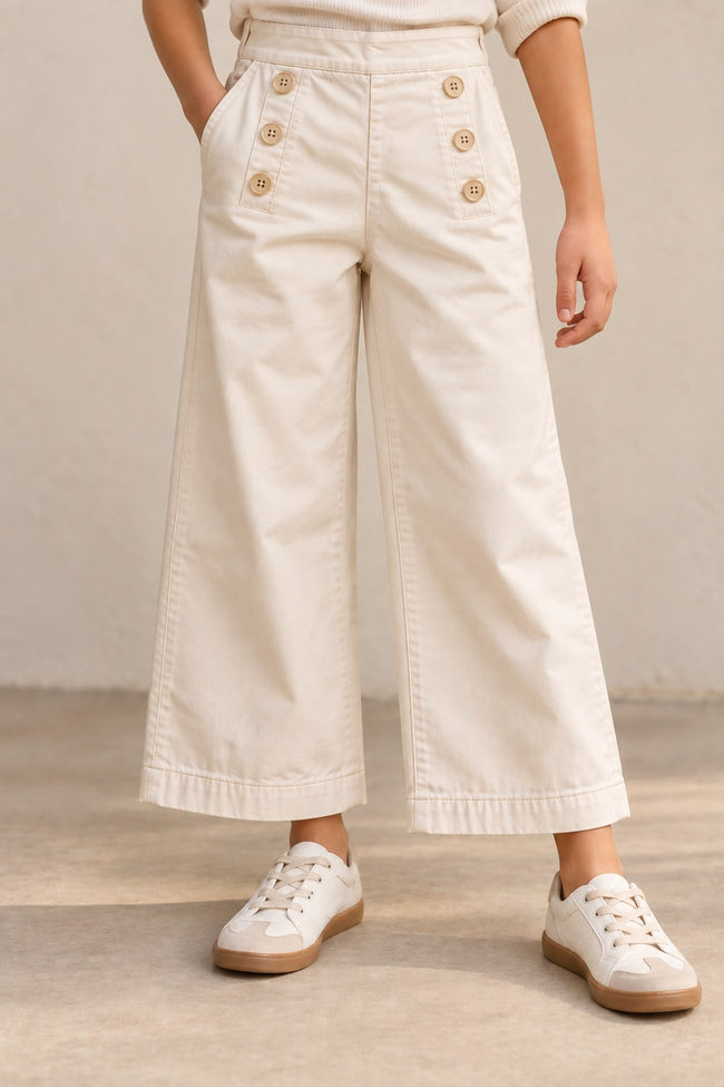 Cream Wide Leg Pants Main Image