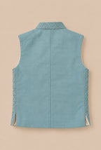 Sky Blue Embroidered Waistcoat