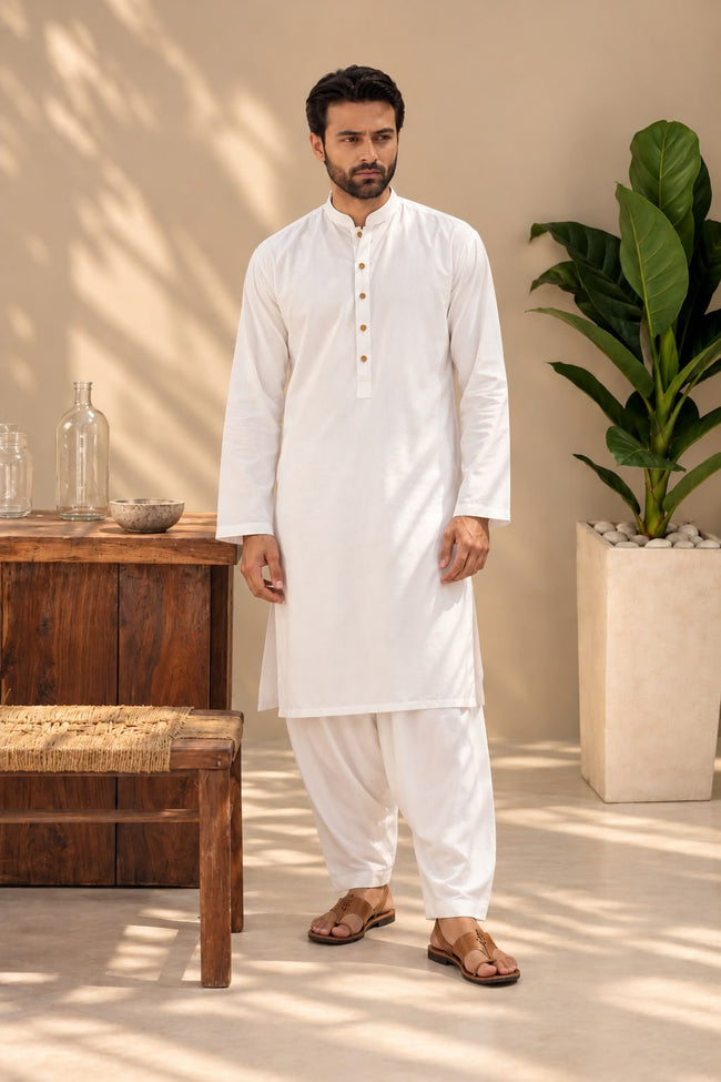 Aab-e-Safaid Pure Cotton Shalwar Kameez Hover Image