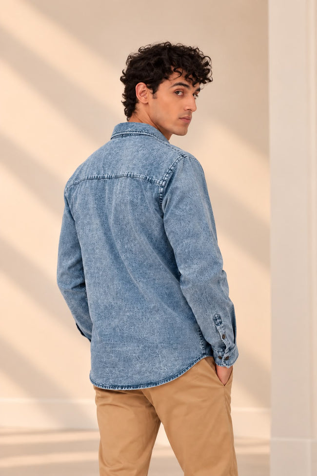 Medium-Wash Denim Shirt Main Image