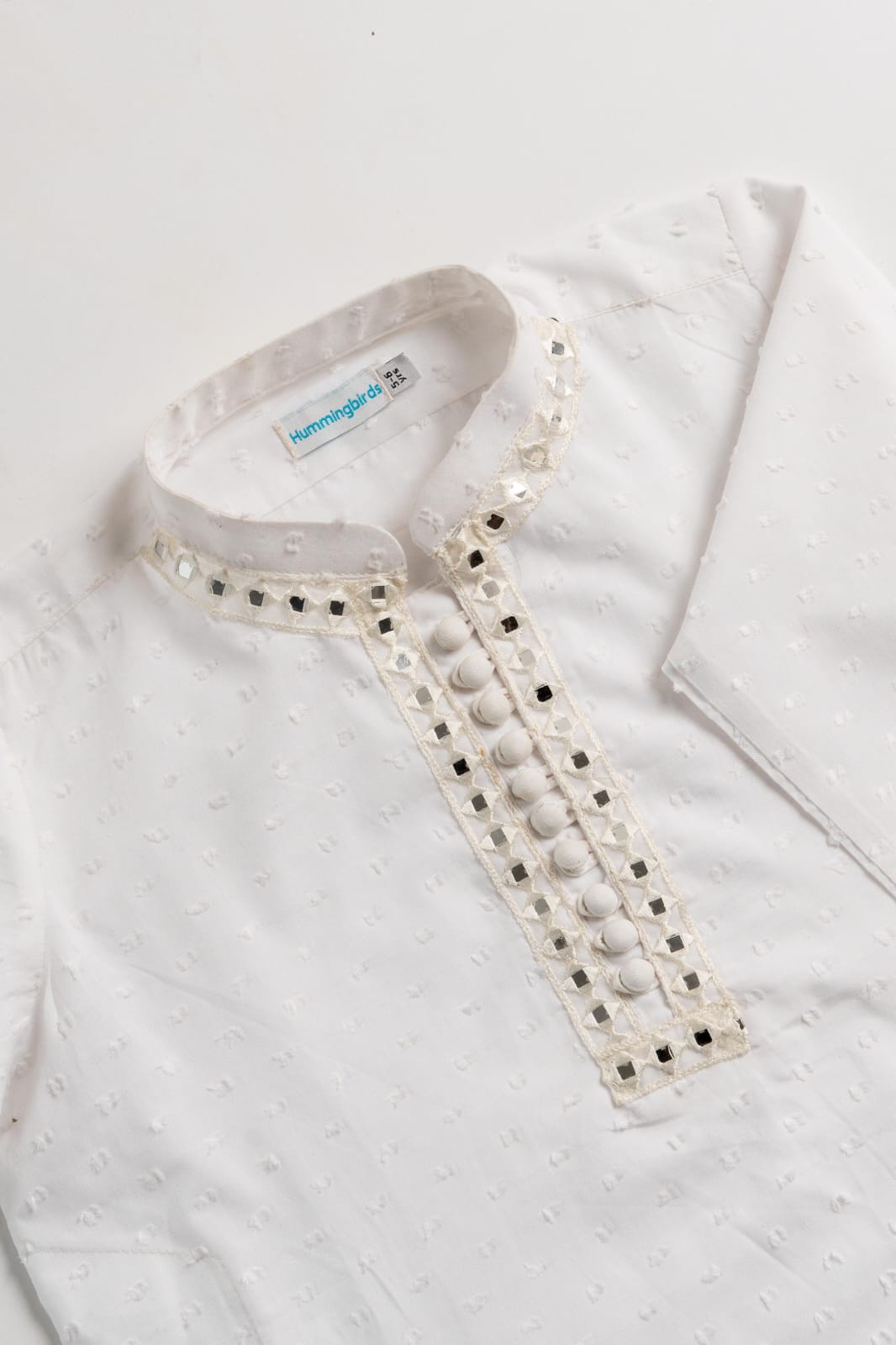 White Mirror embroidery Brosha Kurta