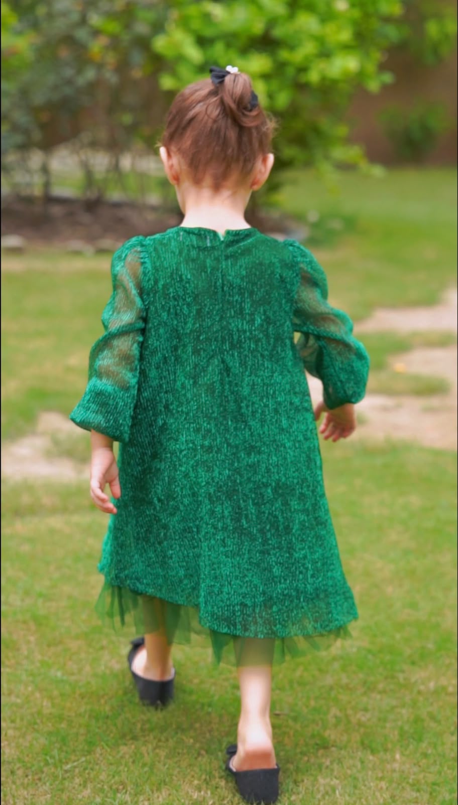 Green Shimmery Brooch Dress