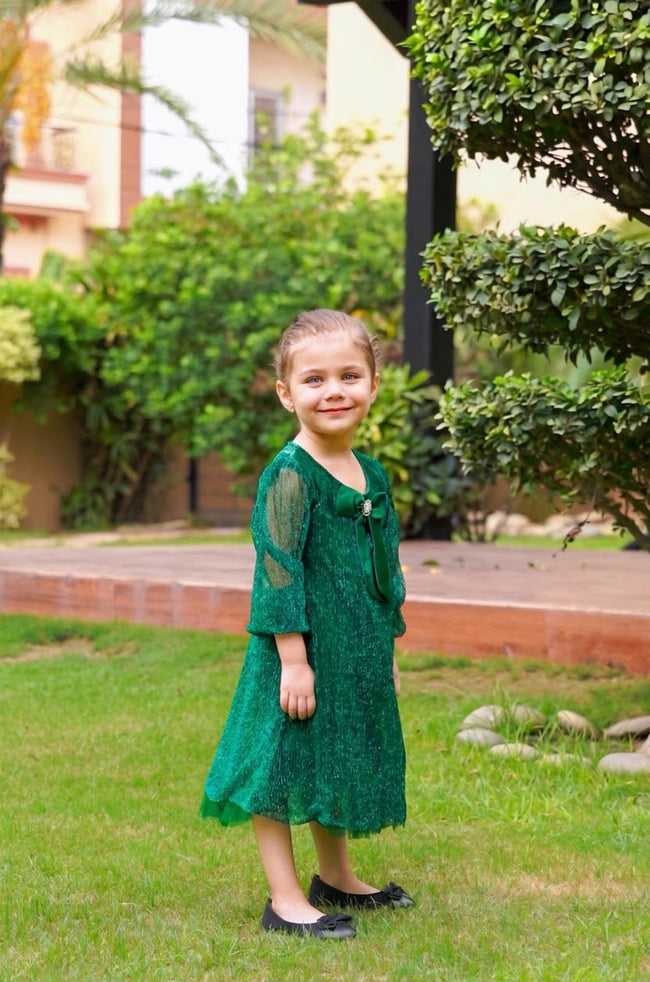 Princess Anna Green Shimmery Brooch Dress Main Image