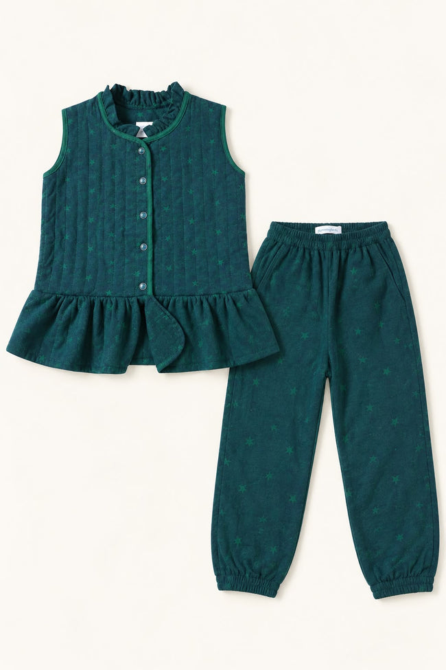 Star Print Green Quilted Set Hover Image