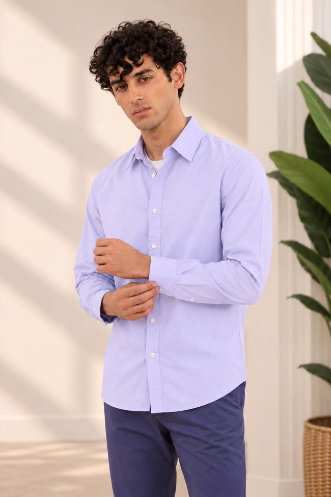 Steel Blue Collard Shirt Hover Image