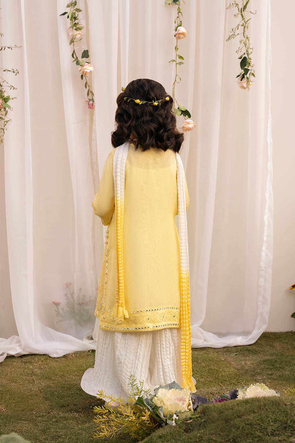 Amaltas ~ Mirror and Thread embroidered Sharara Set 4 Pcs