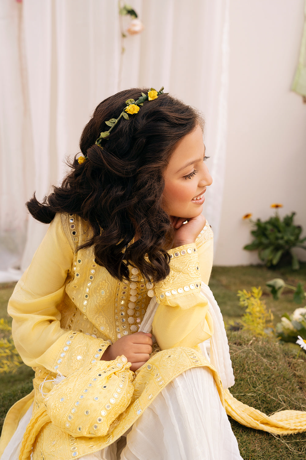 Amaltas ~ Mirror and Thread embroidered Sharara Set 4 Pcs