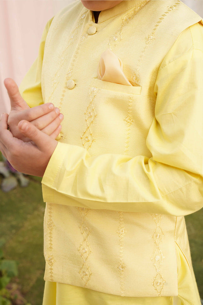 Amaltas - Embroidered Raw Silk Waistcoat Hover Image