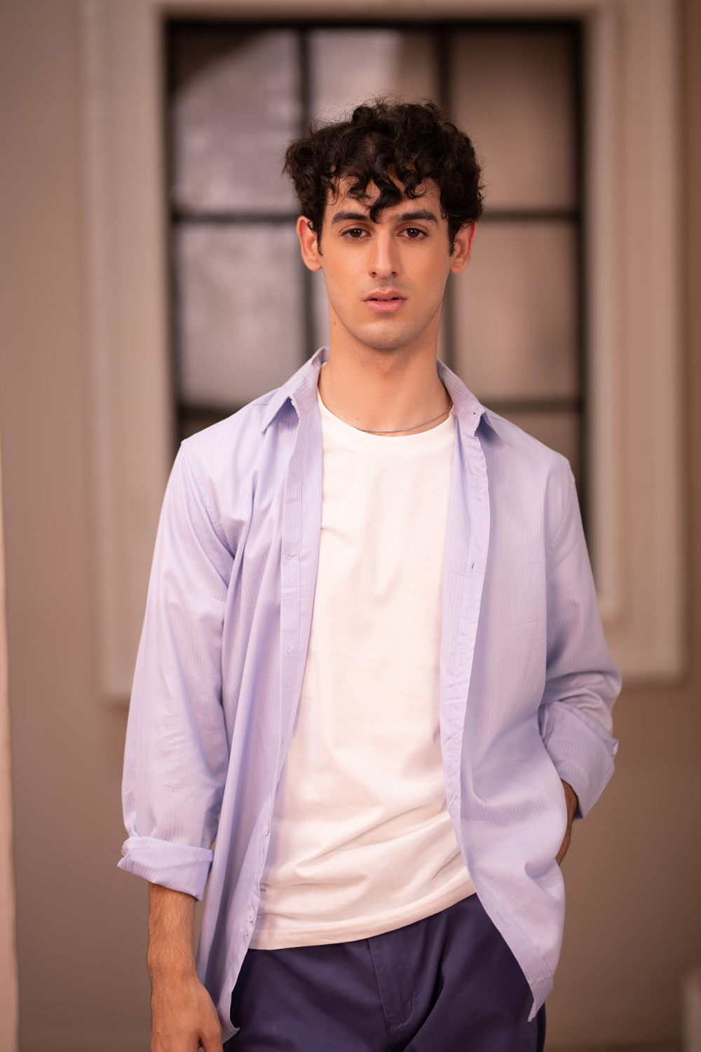 Collrd Sirt Steel Blue Collard Shirt – HUMMINGBIRDS.PK