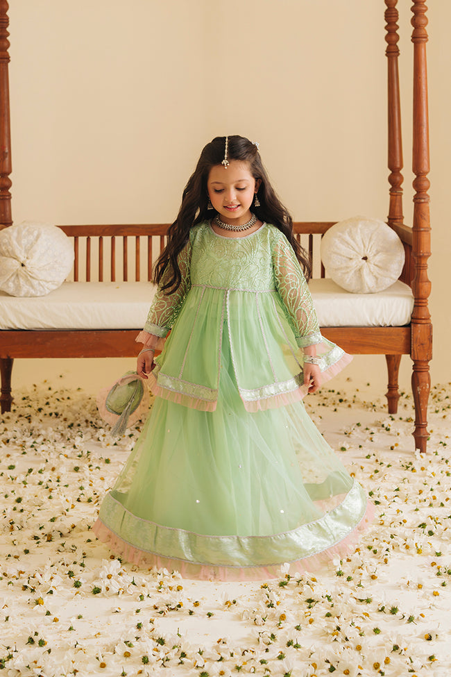 Zinnia Mint & Peach Lengha Set 4 PC Hover Image