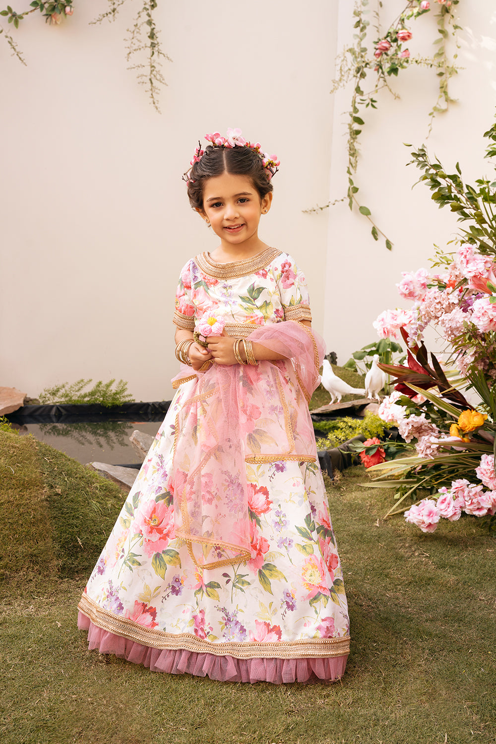 Floral Garden - Silk Lengha (4 Piece Set)