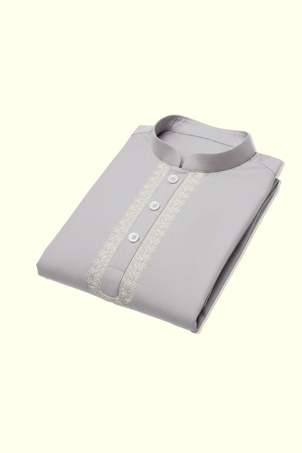 Silver Grey Embroidered Boski Suit